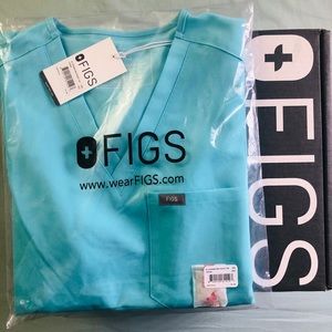 Figs Neon Blue Catarina Top XS